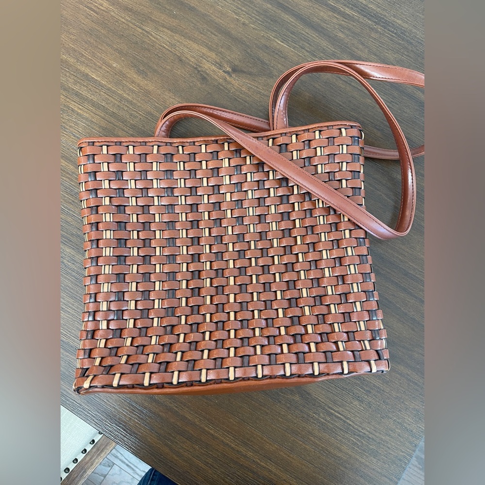 Nine West Tan and Brown Woven Shoulder Bag